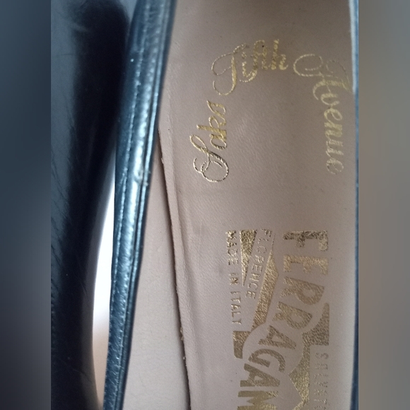 ∆-Salvatore Ferragamo Saks Fifth Ave Black Leather 1970s Pumps Vintage Size:8AAA - Picture 7 of 8